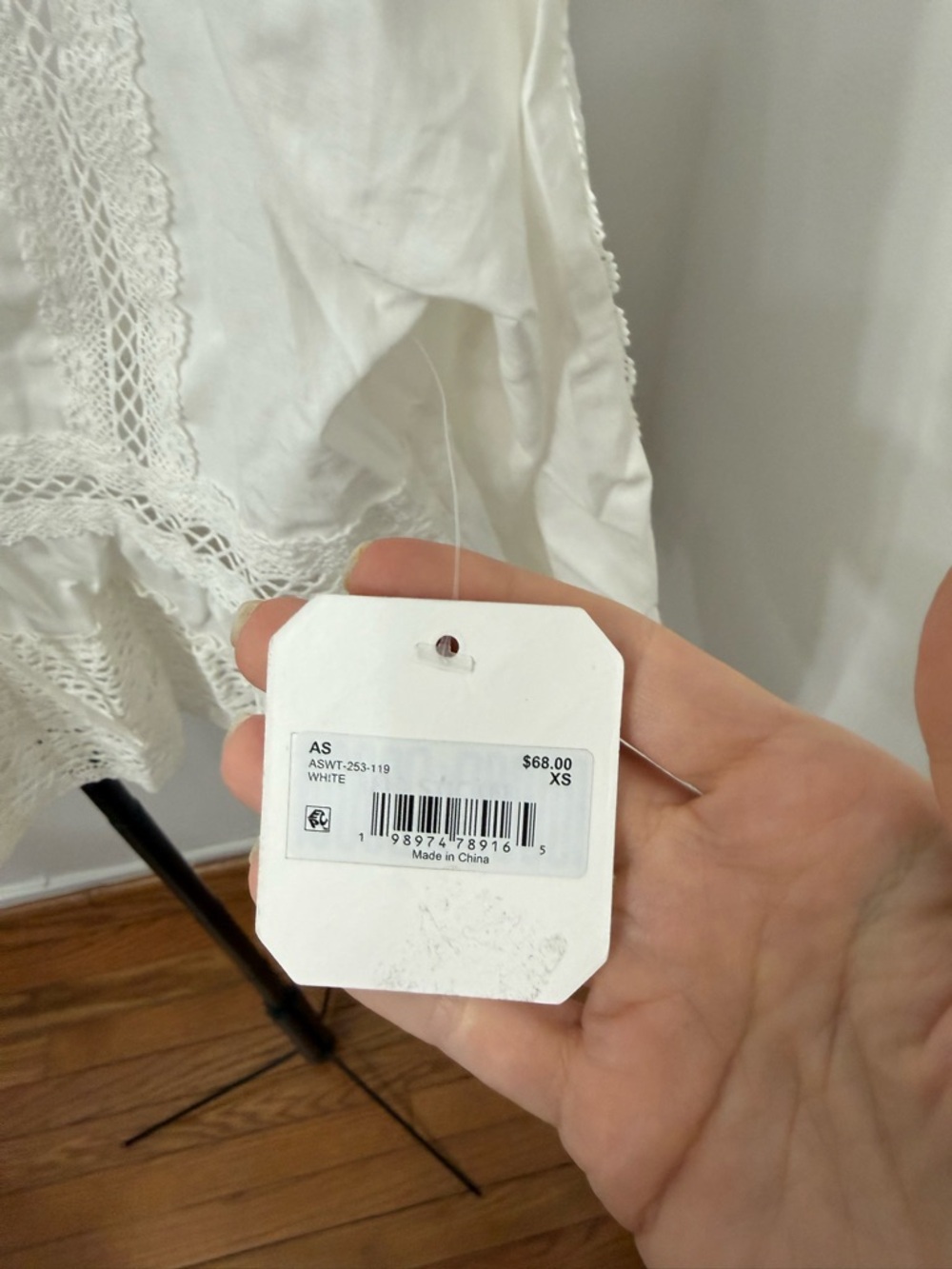 Altar'd State Ivory Lace Tie-Front Peasant Blouse - Picture 5 of 7